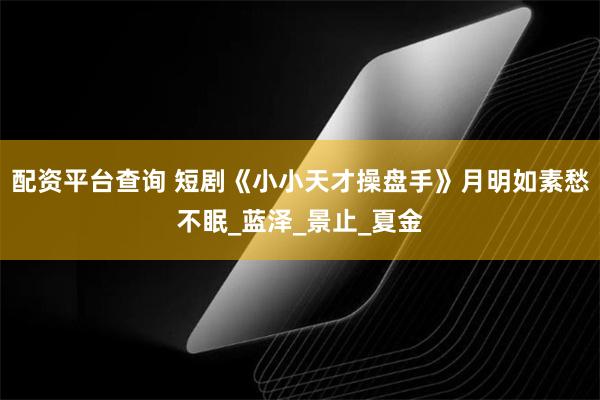 配资平台查询 短剧《小小天才操盘手》月明如素愁不眠_蓝泽_景止_夏金