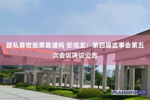 跟私募做股票靠谱吗 安培龙：第四届监事会第五次会议决议公告